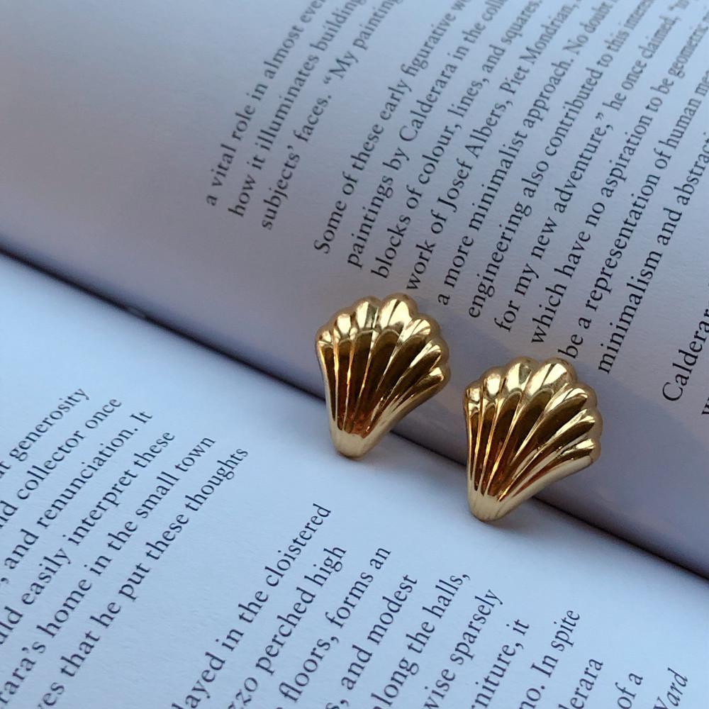 (실버925) 프렌치 조개 귀걸이 침타입