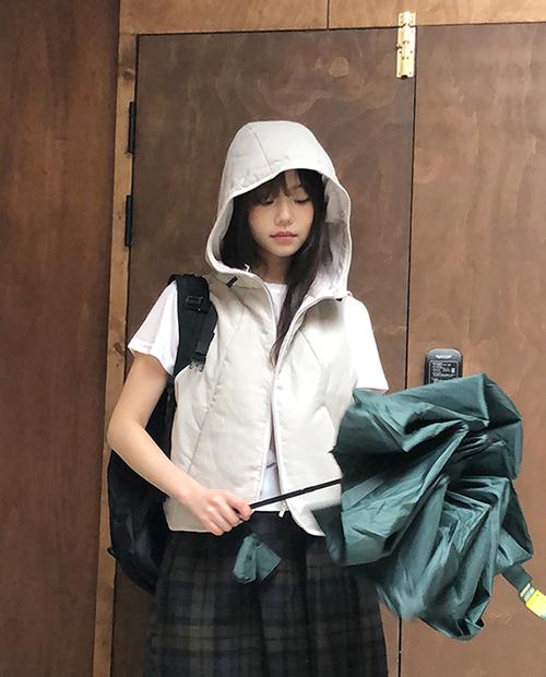 hood padding vest / 3color