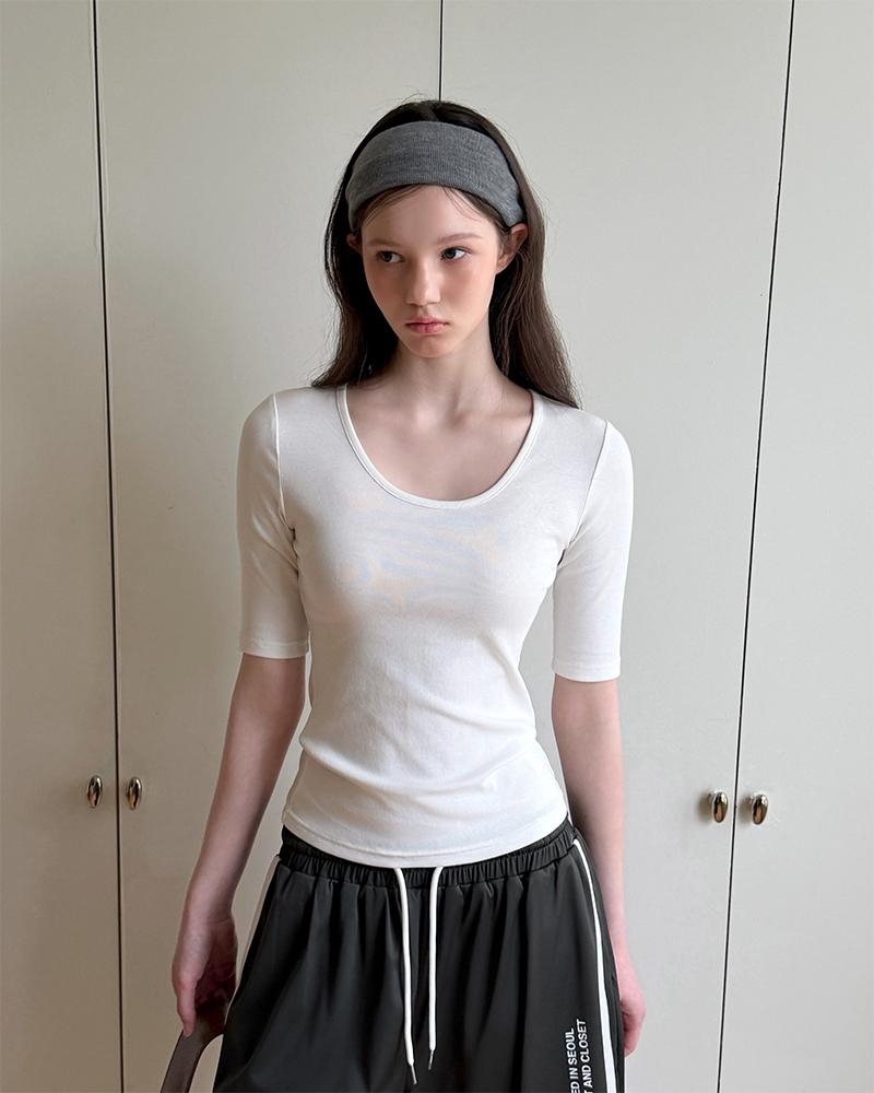 베이델리 [26S/S NEW][MADE]라일리 라운드 5부 티셔츠