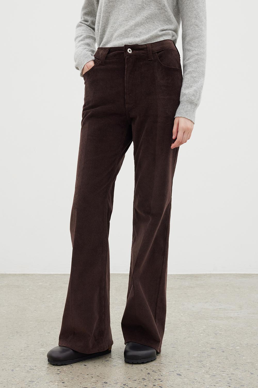 [9th Shipping Small 1/10] Mellow Corduroy Bootcut Pants - Brownie Brown