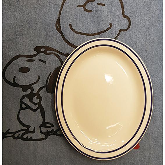 시라쿠스 블루 라인 타원접시 29cm 스톤웨어접시