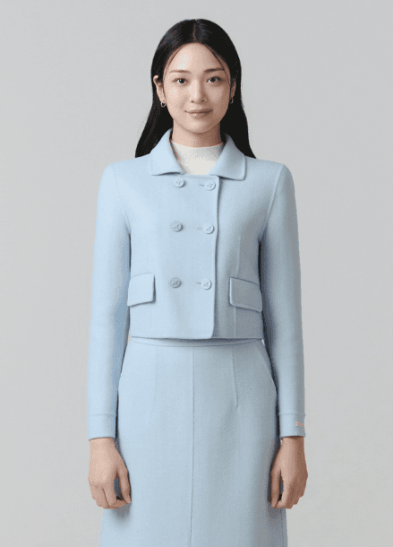 [시즌오프]더블 버튼 핸드메이드 크롭 자켓