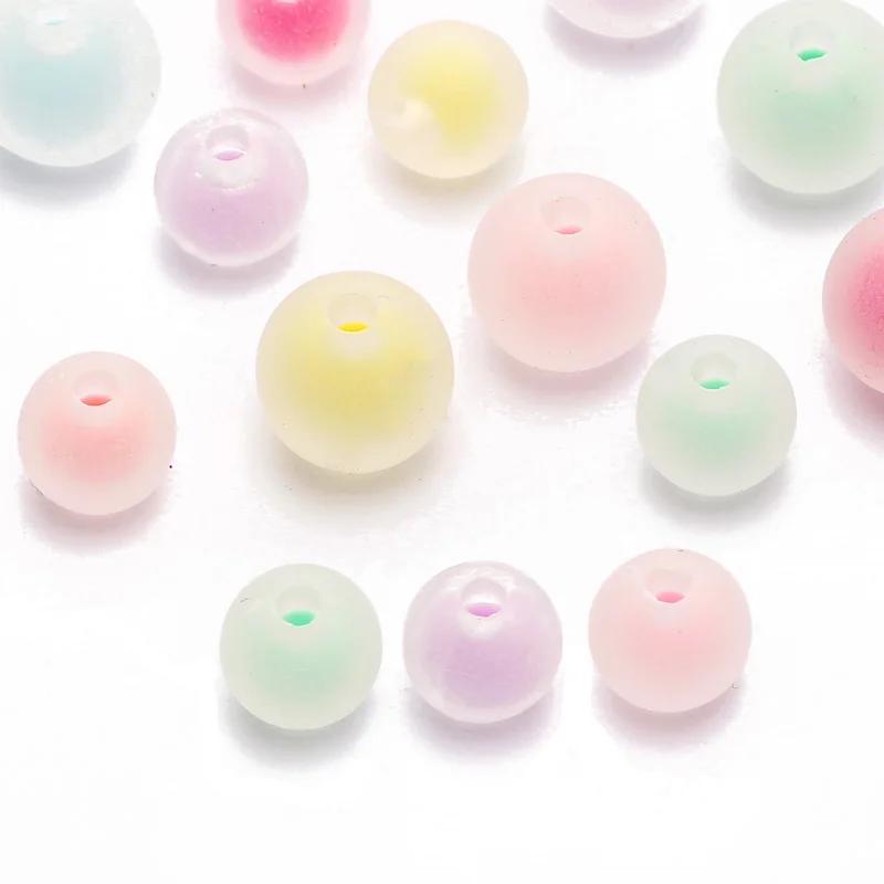 쥬얼리 제작용 혼합 매트 라운드 아크릴 비즈, 캔디 컬러, 느슨한 스페이서 비즈, DIY 팔찌 목걸이 액세서리, 8mm, 10mm, 50 개