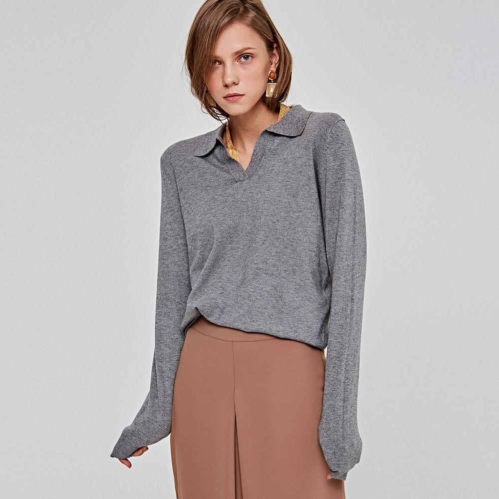 V-NECK MINIMAL D KNIT_GRAY