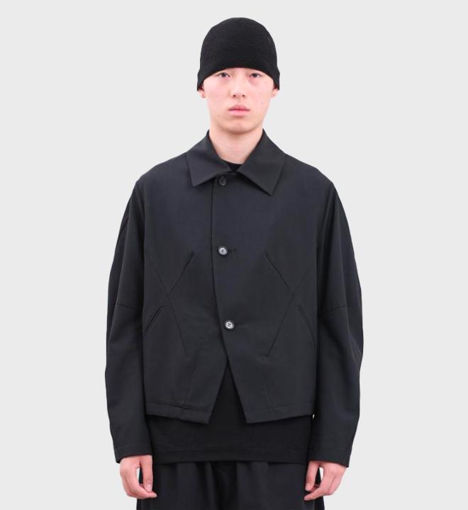 Curved Sleeve Lapel Jacket (Black)