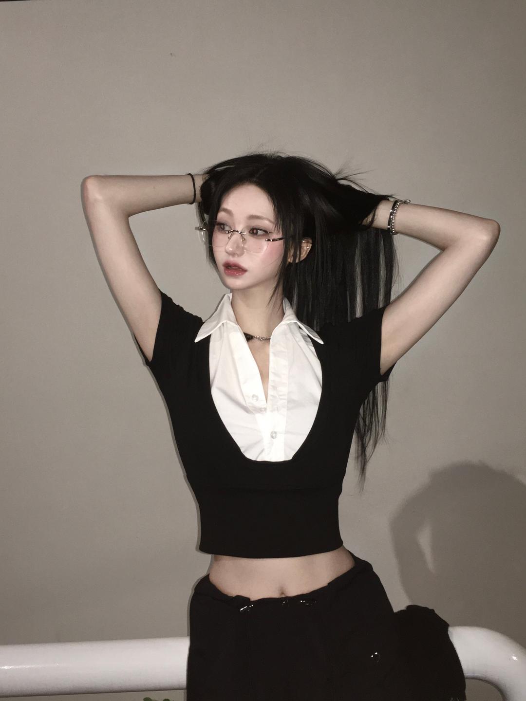 Chic black collar Shirt