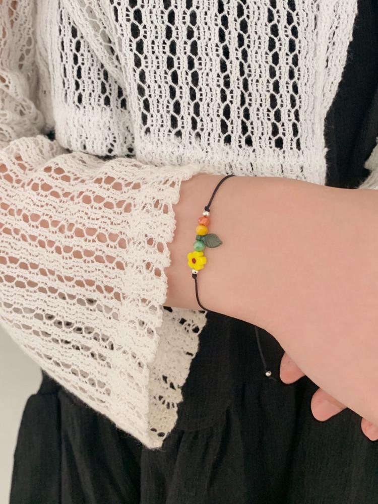 [소예피네] 실버925 쥬씨 꽃 비즈 매듭 팔찌&발찌