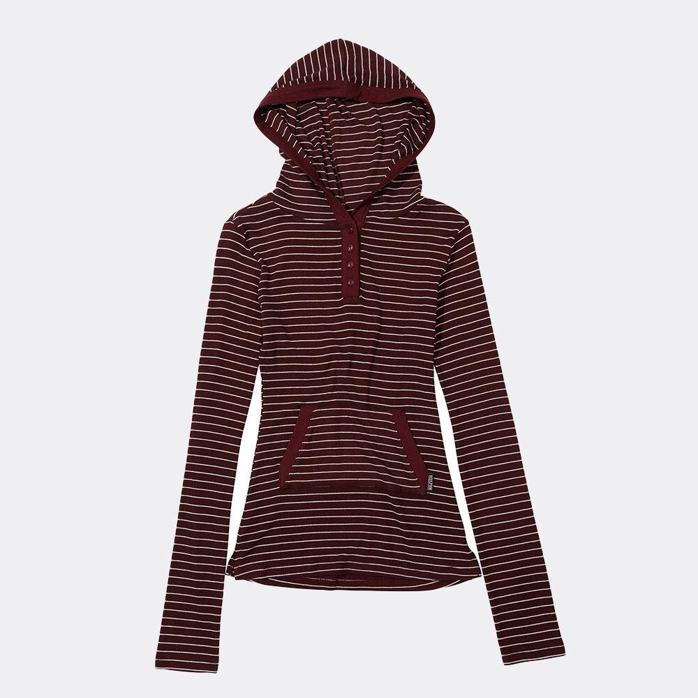 Stripe Hoodie Tee Burgundy