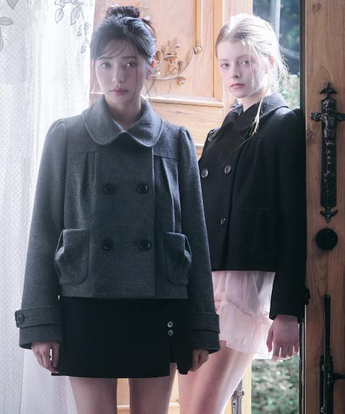 캐시미어 로제 더블 숏 코트 [GREY]