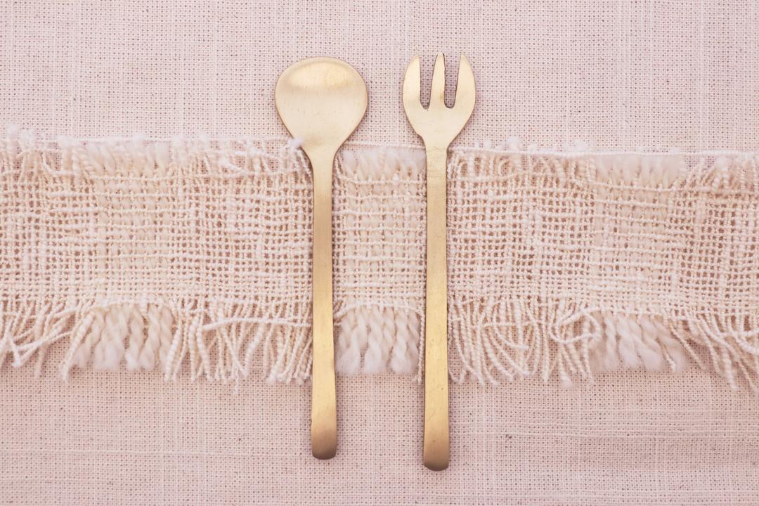 Brass dessert fork & spoon