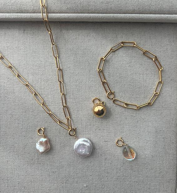 4 Pendants Necklace & Bracelet