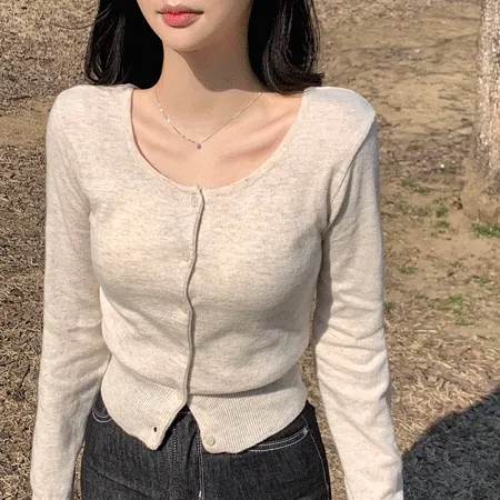 [당일출고!캐시미어/-3kg핏!]캐시미어 라운드넥 허리잘록 니트 봄 가디건 6color