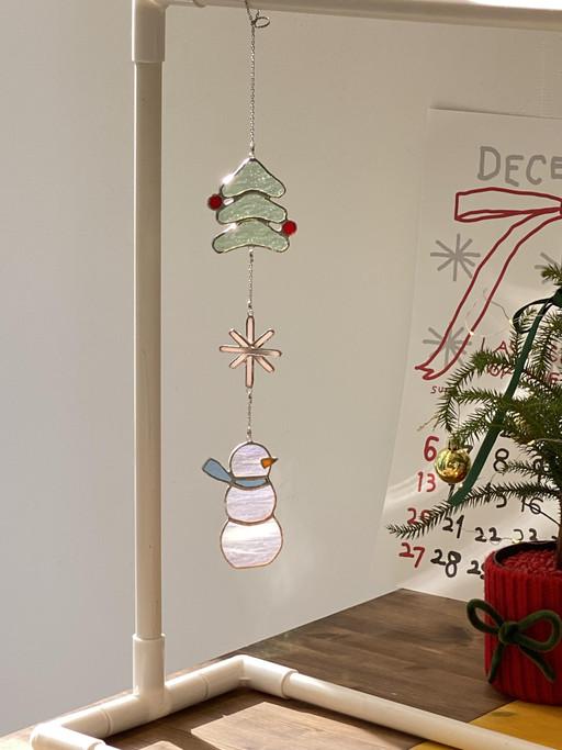 [무료 선물포장] 크리스마스 트리 눈사람 모빌 썬캐쳐