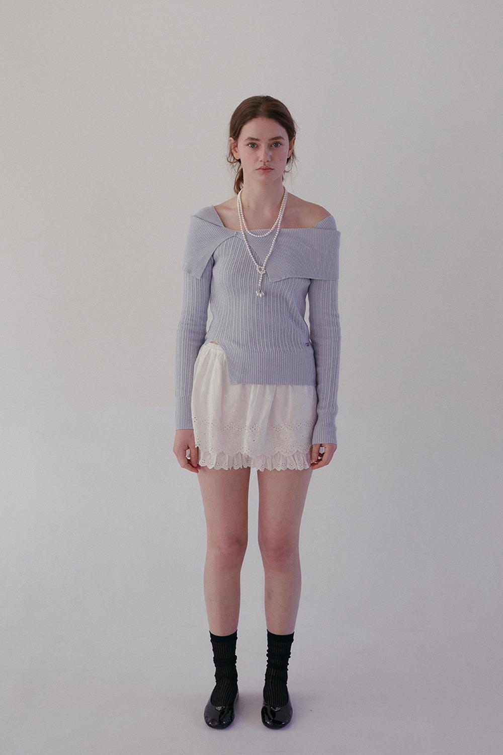 DOUBLE OFF SHOULDER KNIT_BABY BLUE