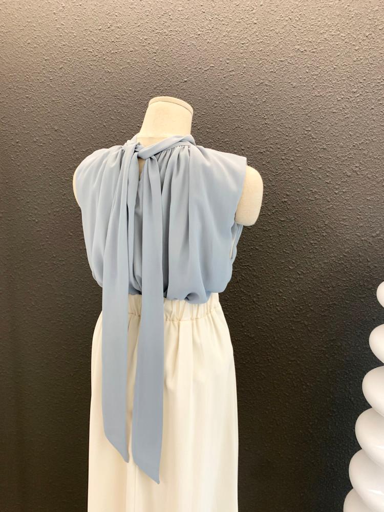 [무료배송] 쉬폰 시스루 플레어 타이넥 블라우스