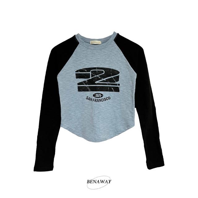 (3col) SAN FRANCISCO RAGLAN T - 샌프란시스코 배색 프린팅 나그랑 티