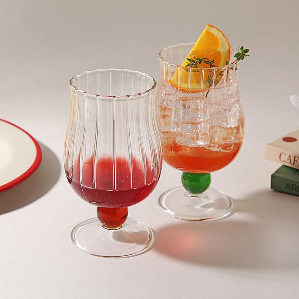 아트 포인트 튤립 고블렛 하이볼 내열유리컵 320ml