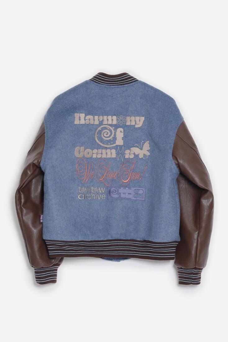 Grandpa Varsity Jacket-Blue&Walnut