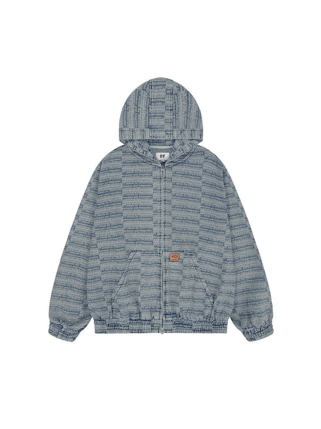 P.L WASHED DENIM HOODED JACKET - BLUE