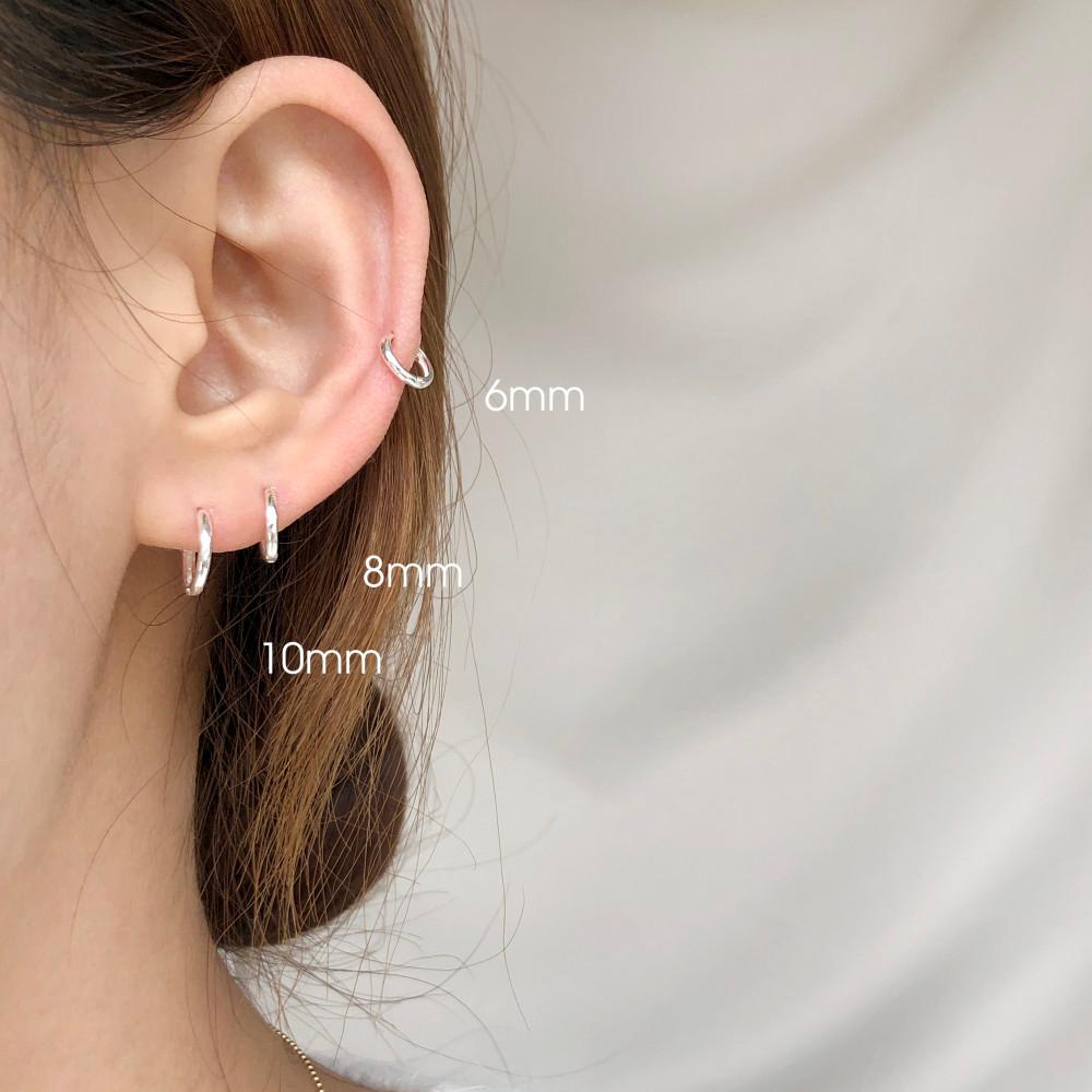 925 실버 원터치 링귀걸이 / 6mm, 8mm, 10mm, 12mm 사이즈별 미니링 이어링