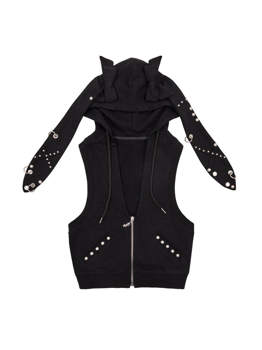 RIVET HOODED TANK - BLACK / S