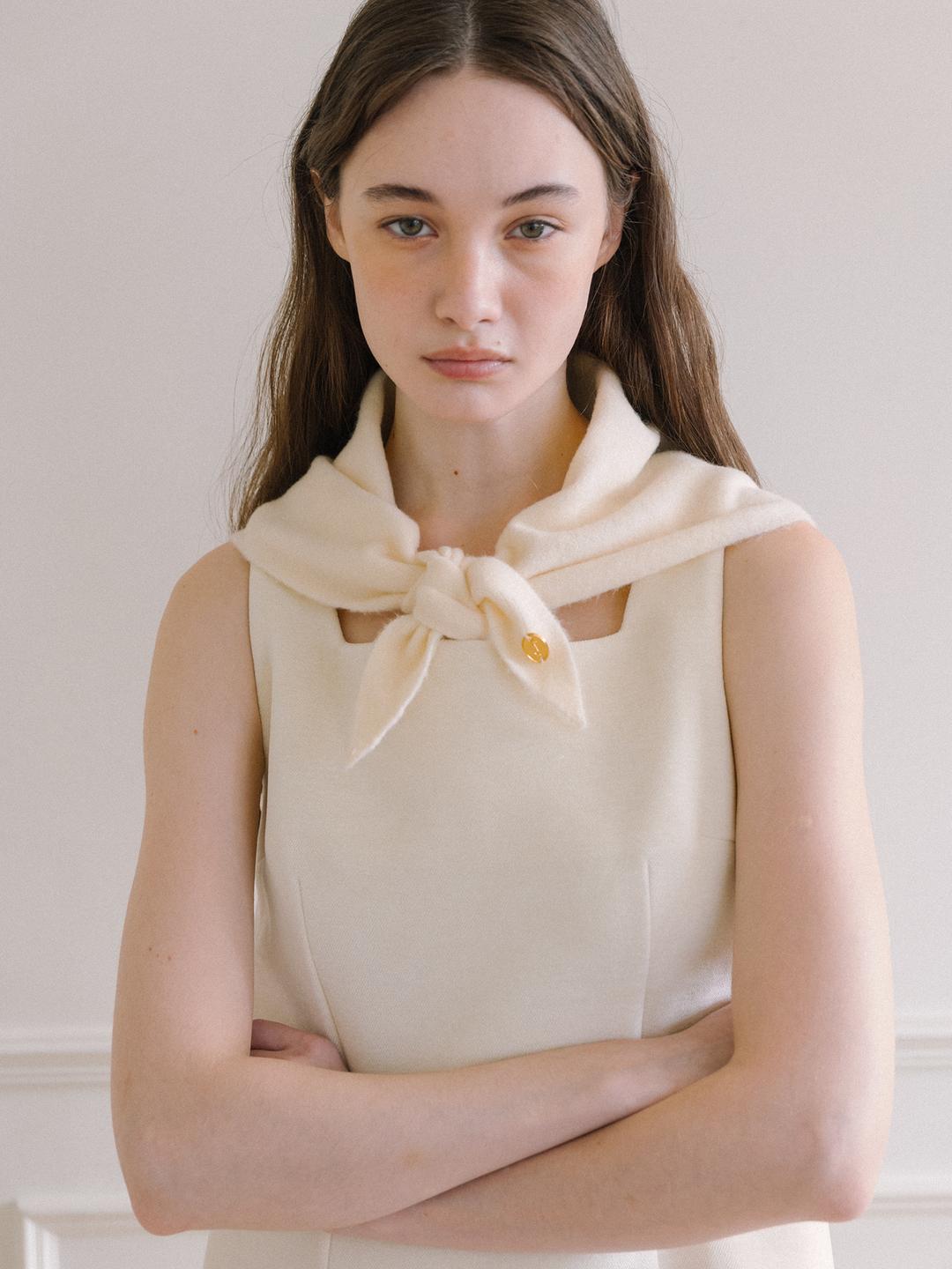 Basic Wool Knit Scarf - Ivory