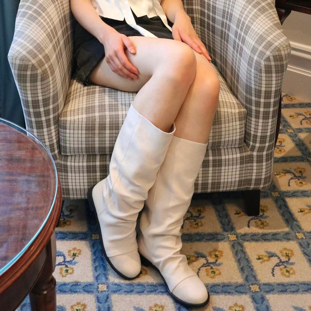 Wrinkle linen long boots (2 colors)