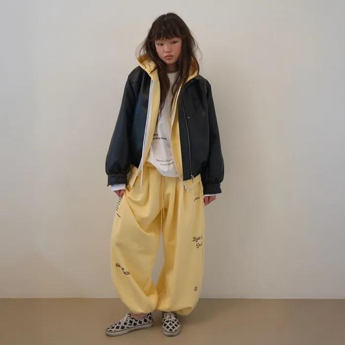 Diverse Wide Tuck Jogger / Lemon