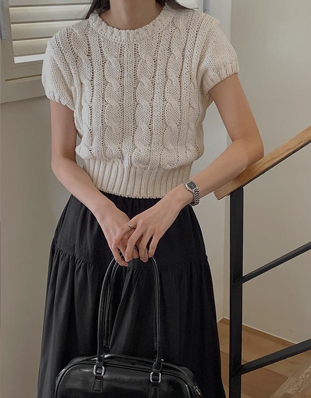 로레인 라운드 반팔 니트