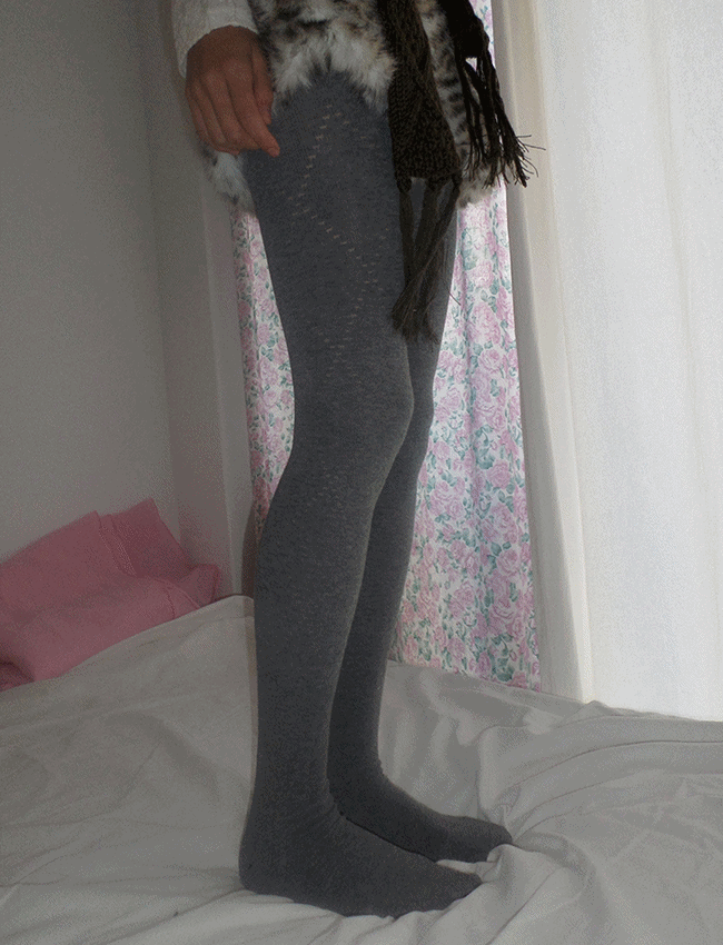 당일💗 리브 무지 아가일 다이아 펀칭 면스타킹 (3color)