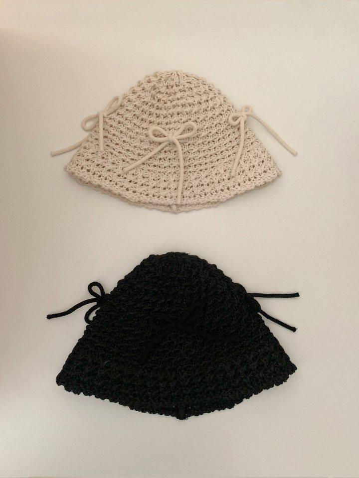 amiment 아미먼트 리본 버킷햇 여름 니트 벙거지 모자 2color