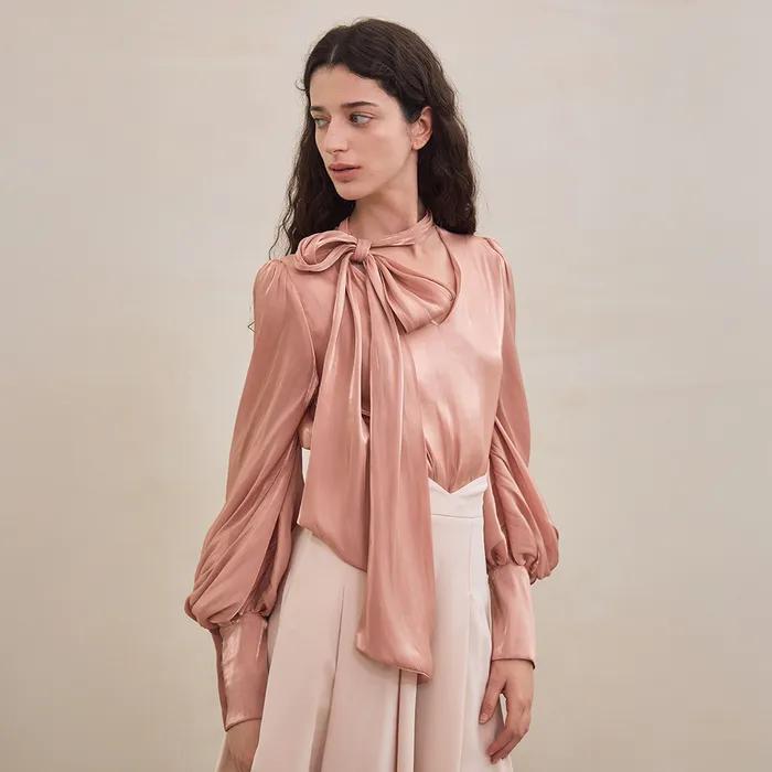 Daisy Satin Puff Blouse (Rose Pink)