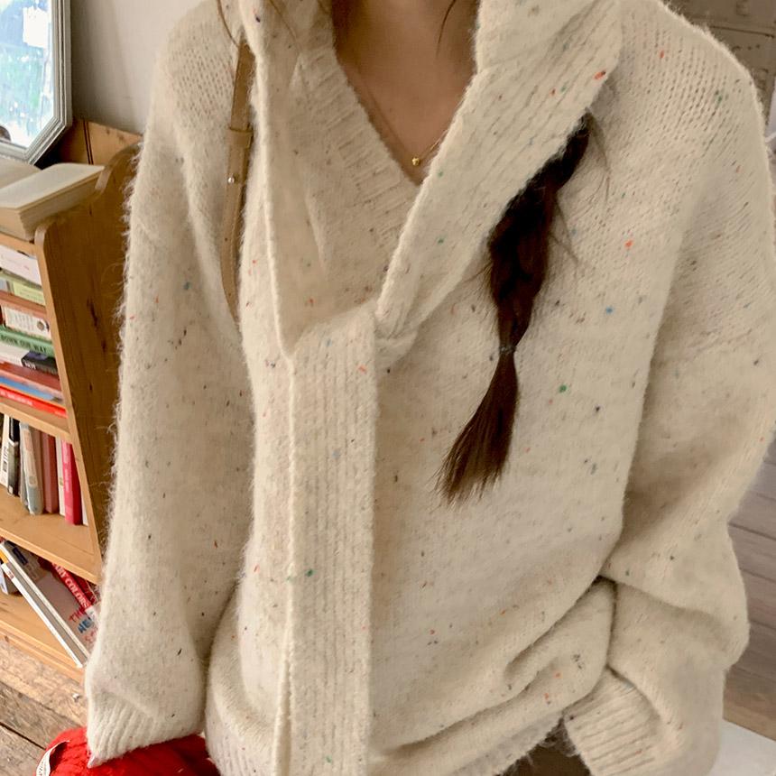 그레이스뮤즈 [무료배송][바라클라바SET]칸나 브이넥 루즈핏 겨울 니트