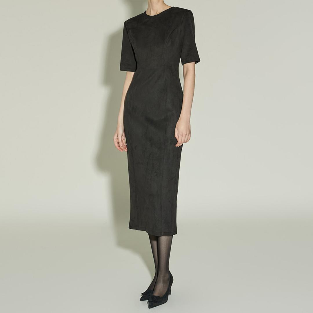 D5409 스웨이드 슬림 원피스