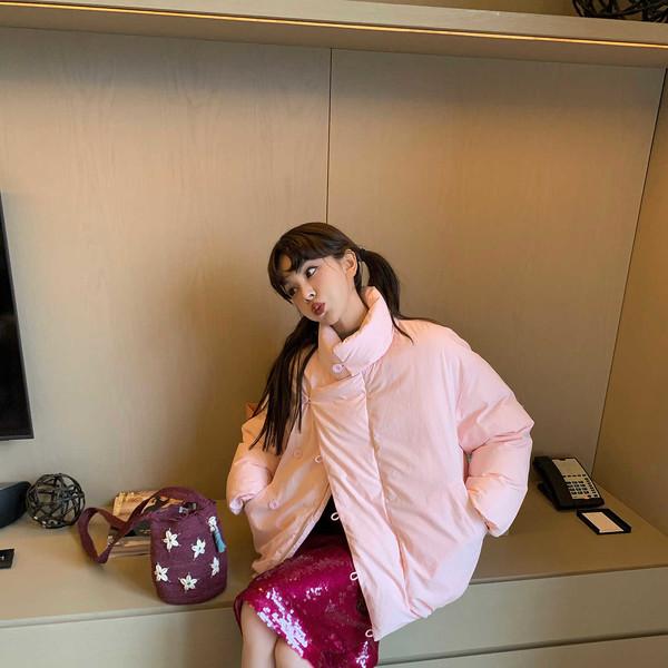 LRIB 90 white duck down oblique pressure front double-sided padded coat