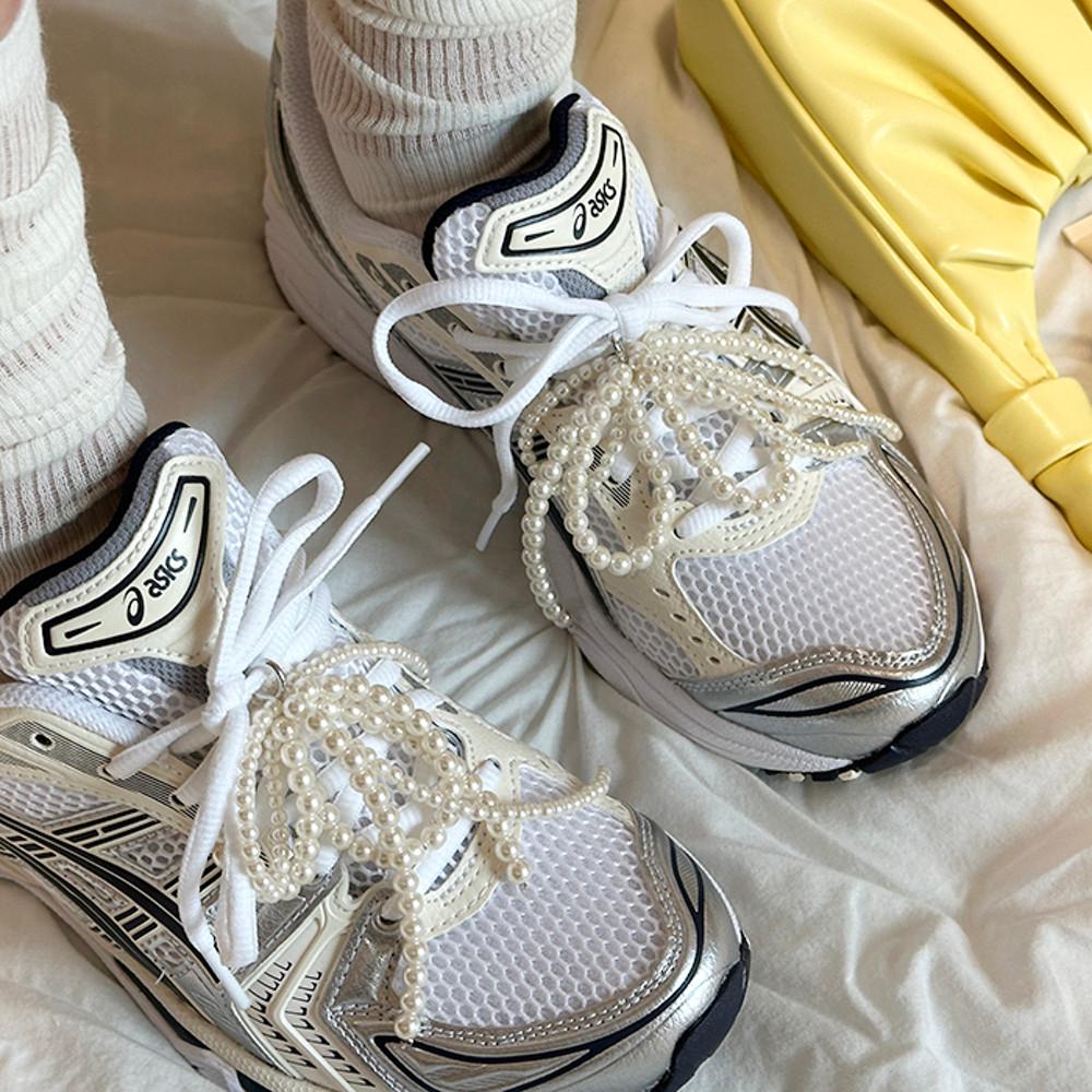 오버랩 레이스 리본 진주 장식 신꾸 고리 슈즈 운동화 꾸미기 커스텀 세트 신발