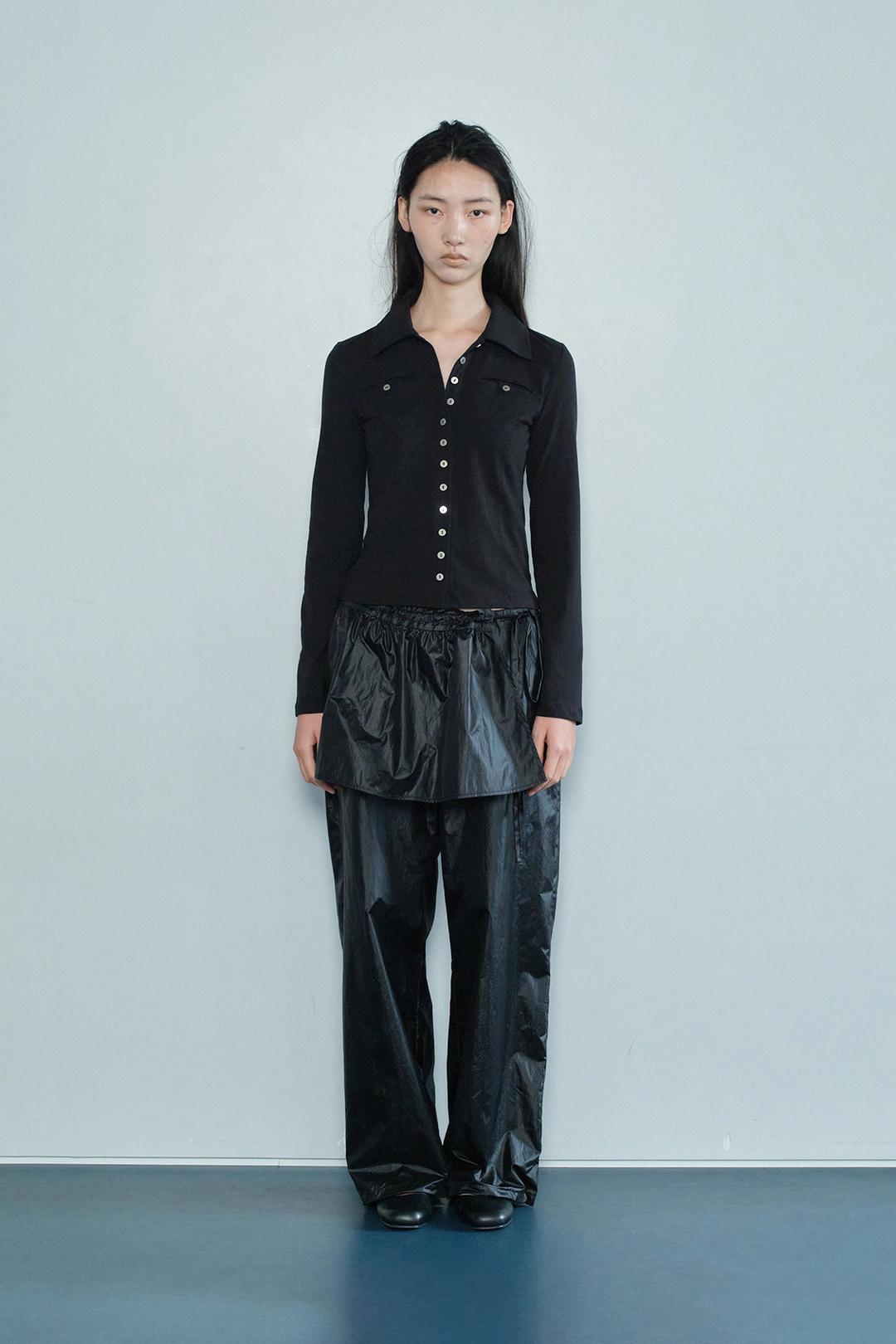 Shiny Skirt Pants / Black