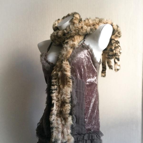 Animal pattern rabbit fur muffler