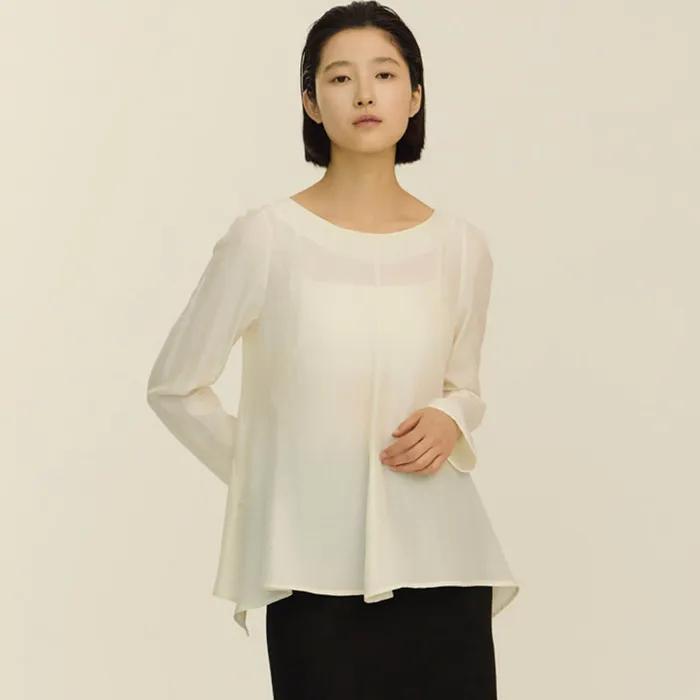 long sleeve overlap blouse_ivory