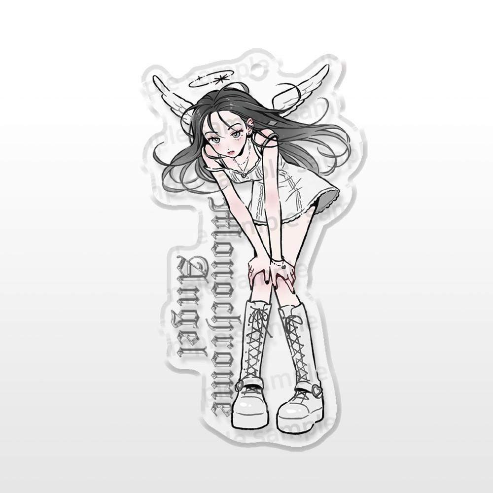 모노크롬 엔젤 투명 아크릴 키링