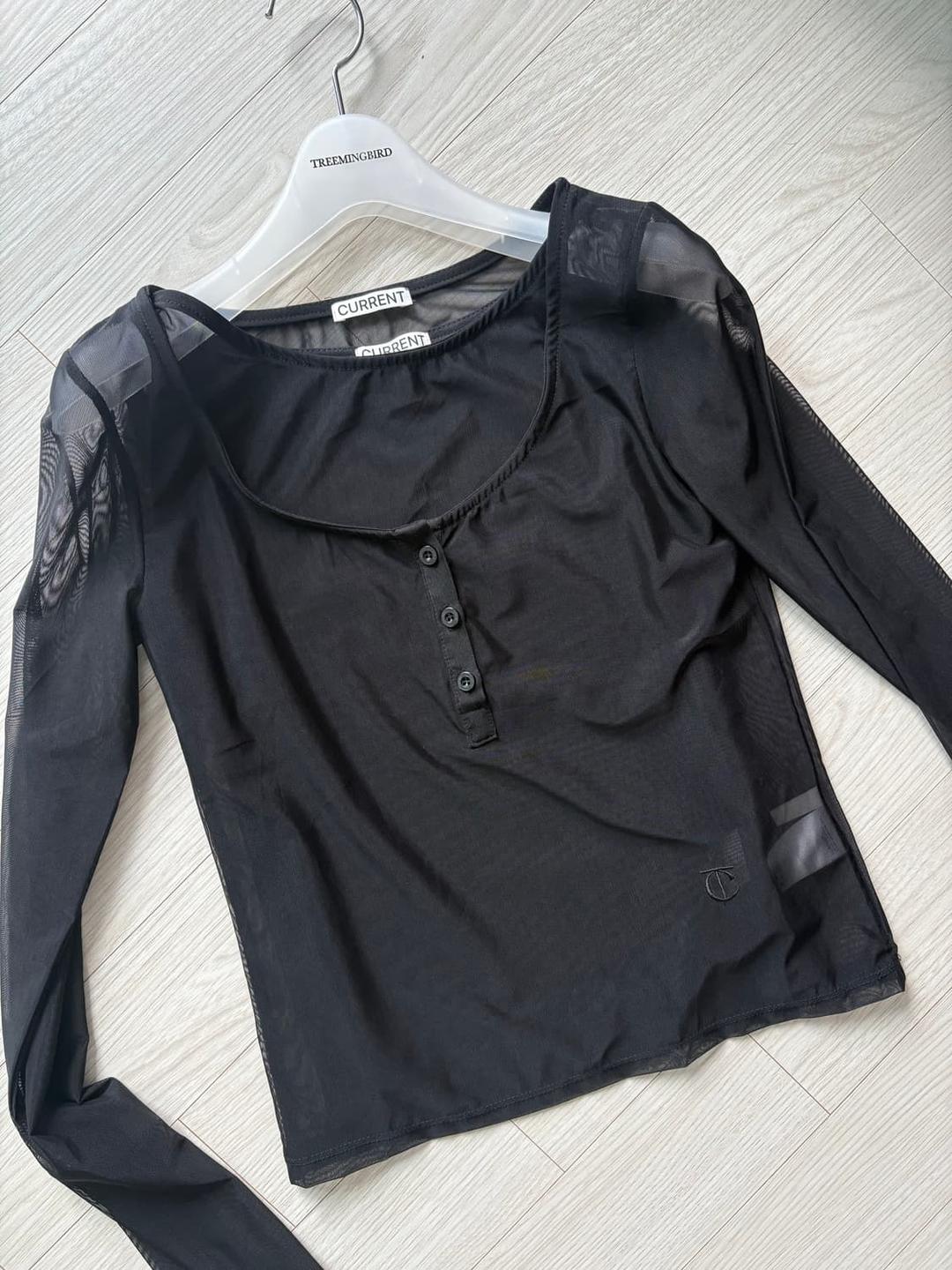 SHEER DOUBLE LAYERED TOP [BLACK] | 후루츠패밀리