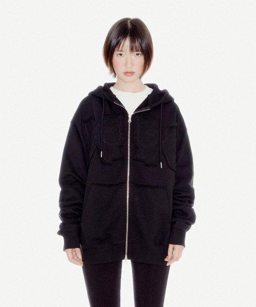 유희(YOUHEE)  YOUHEE RIBBON HOOD ZIP-UP BLACK - 사이즈 & 후기 | 무신사