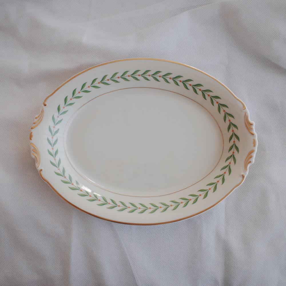 빈티지 시라쿠스 그린우드 그린로렐 12인치 오벌 서빙 플래터