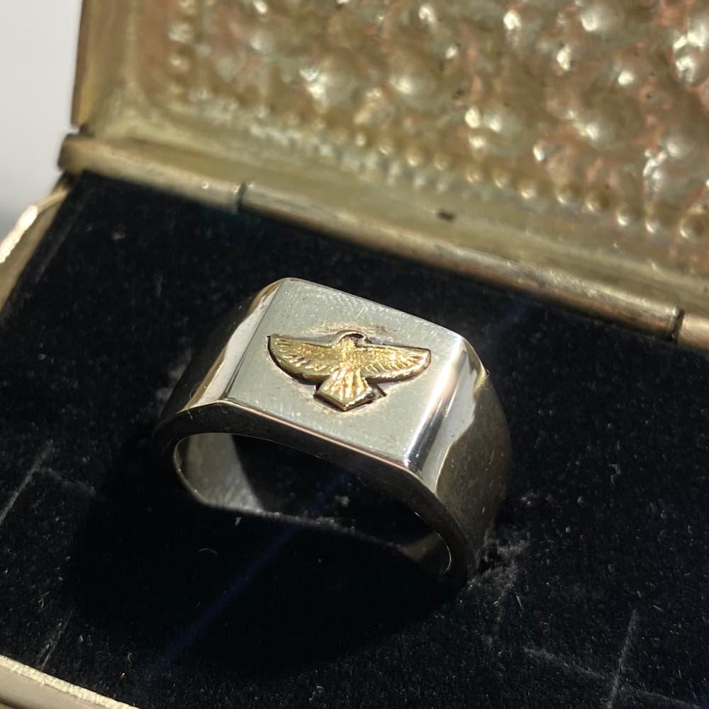Gold eagle 925silver ring