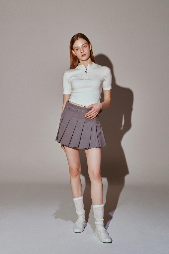 [장다아 착용] Heart Buckle Pleats Wrap Skirt Gray