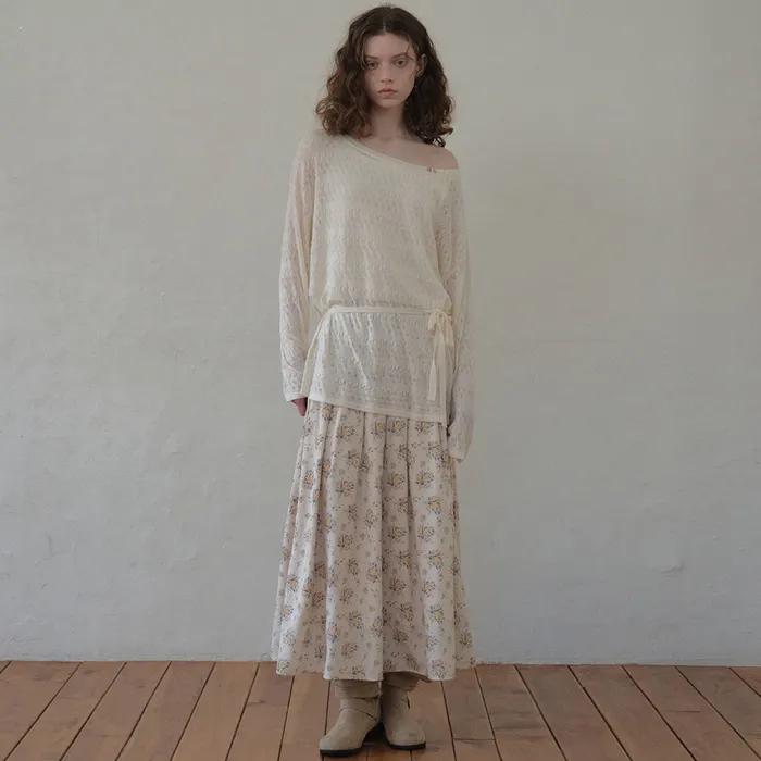 Vintage Bloom Pleats Skirt_Yellow(O26SK02)