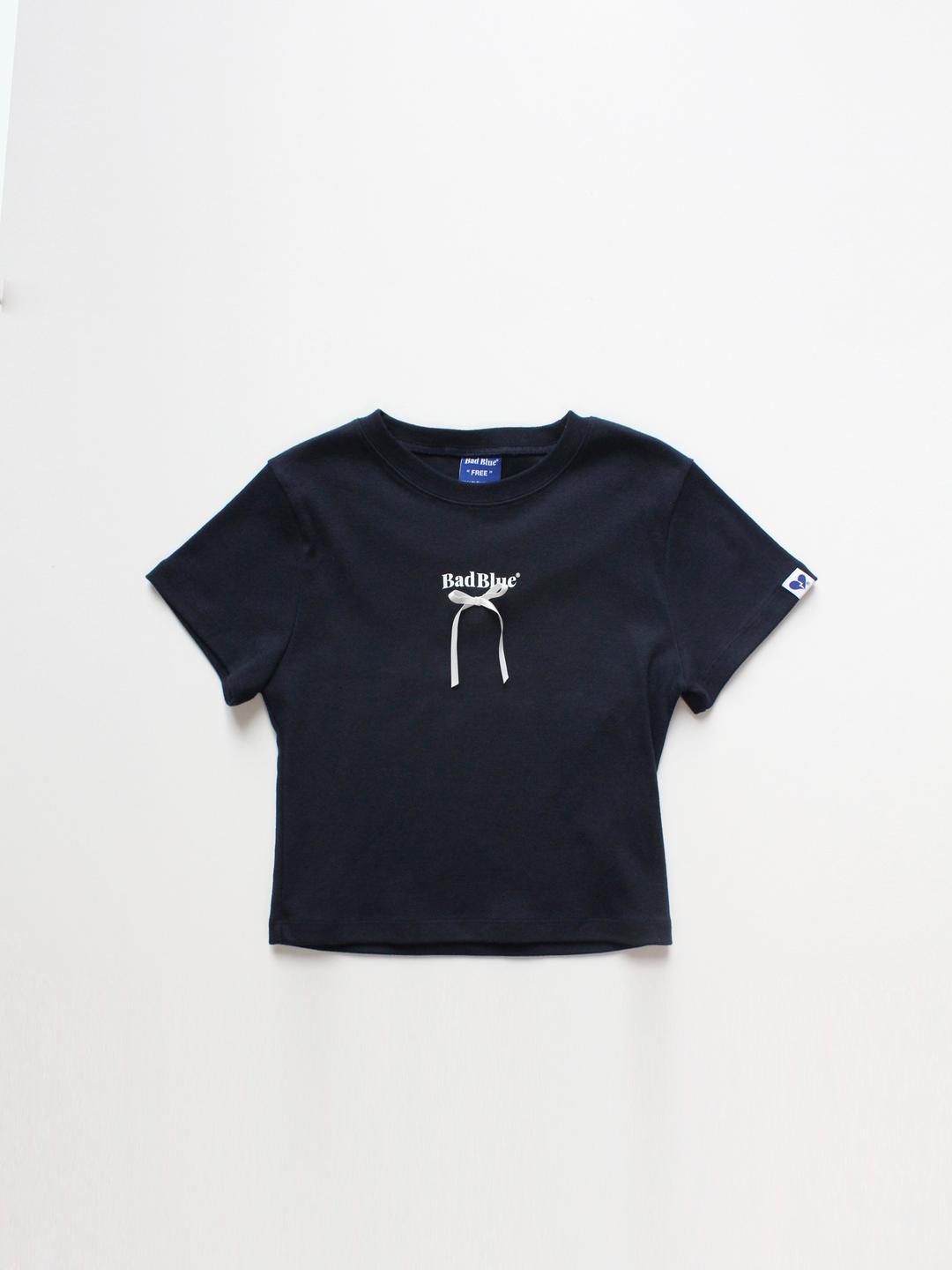 Ribbon Logo Slim Tee Navy