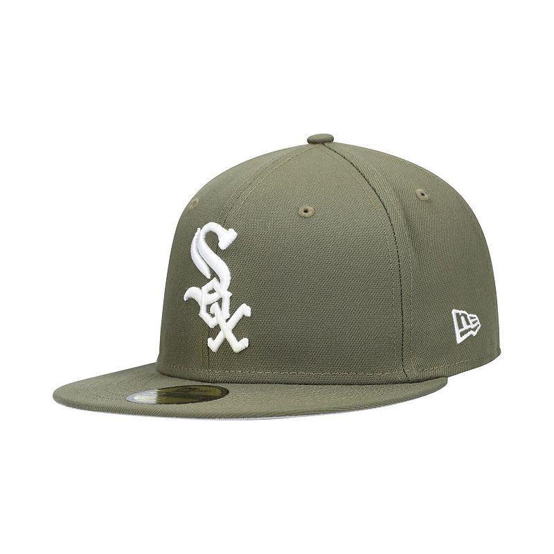 남성 올리브 화이트 로고 핏 모자 Men's Olive Chicago White Sox Logo White 59FIFTY Fitted Hat 13596180 Olive