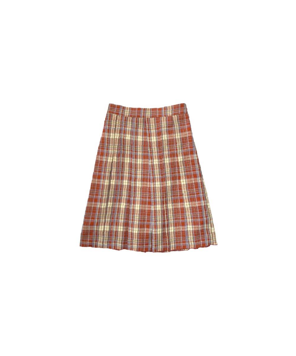Check Pleated Skirt (Red)