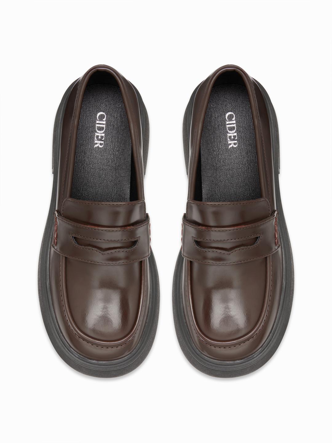 ROUND TOE CHUNKY HEELED LOAFERS